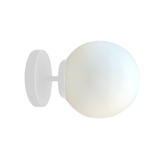 Aplique 1 luz E27 globo vidrio opal 8x15cm con caño corto blanco